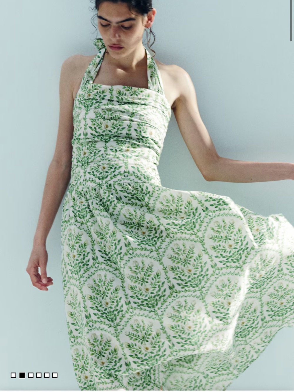 H&M White and Green Floral Halter Midi Dress - Picture 8 of 16